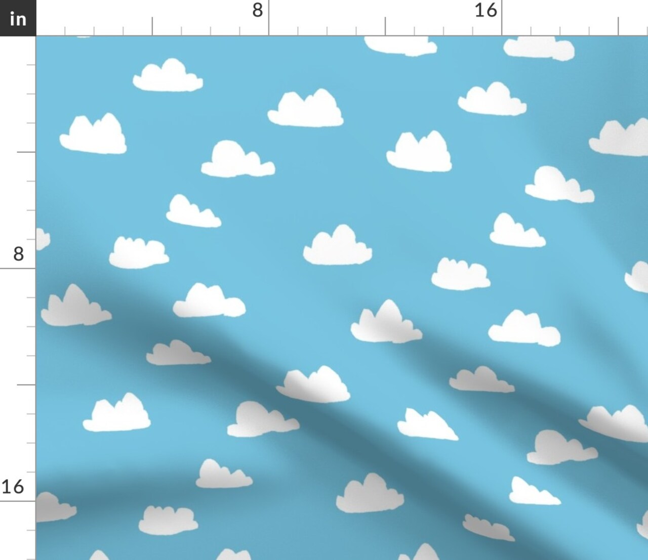 Clouds Soft Pastel Blue Illustration Pattern Nursery Sky Boy Custom Printed Fabric by Spoonflower Various Fabrics by the Yard or Fat Quarter